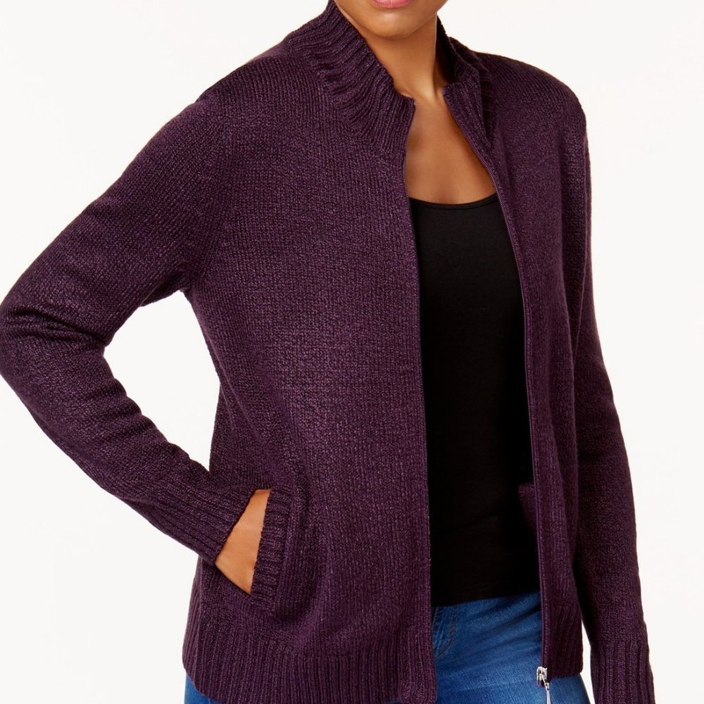 Karen Scott Front Zip Cardigan
